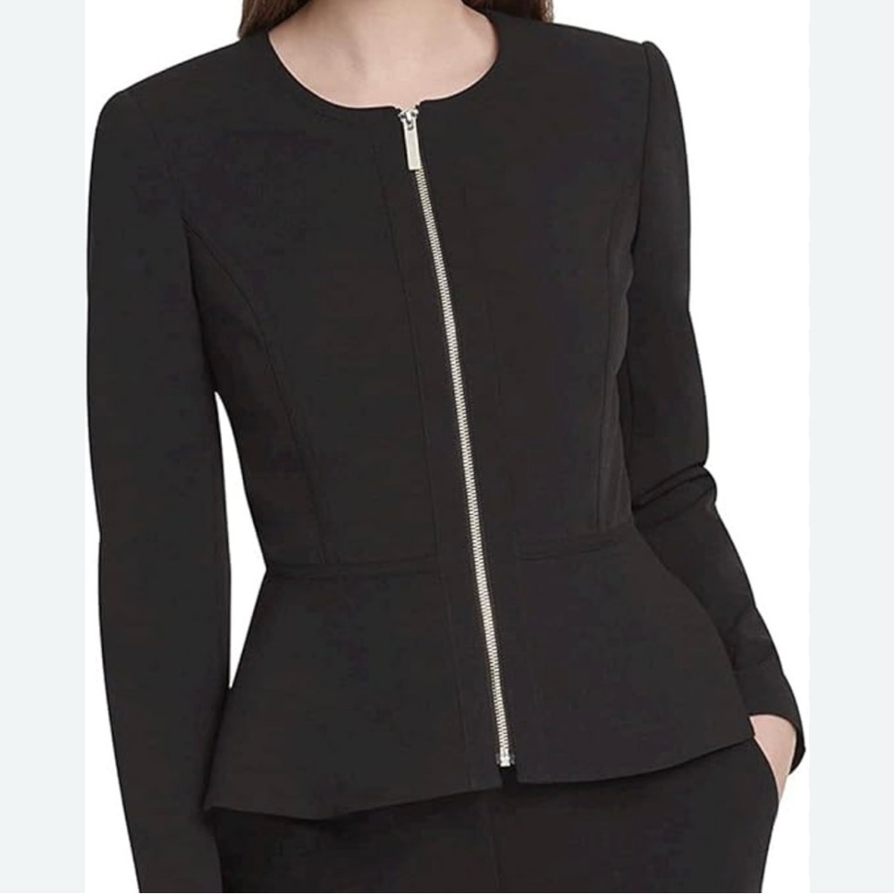 NWT DKNY Blazer Collarless Black Zippered Front  Women's   Size 6